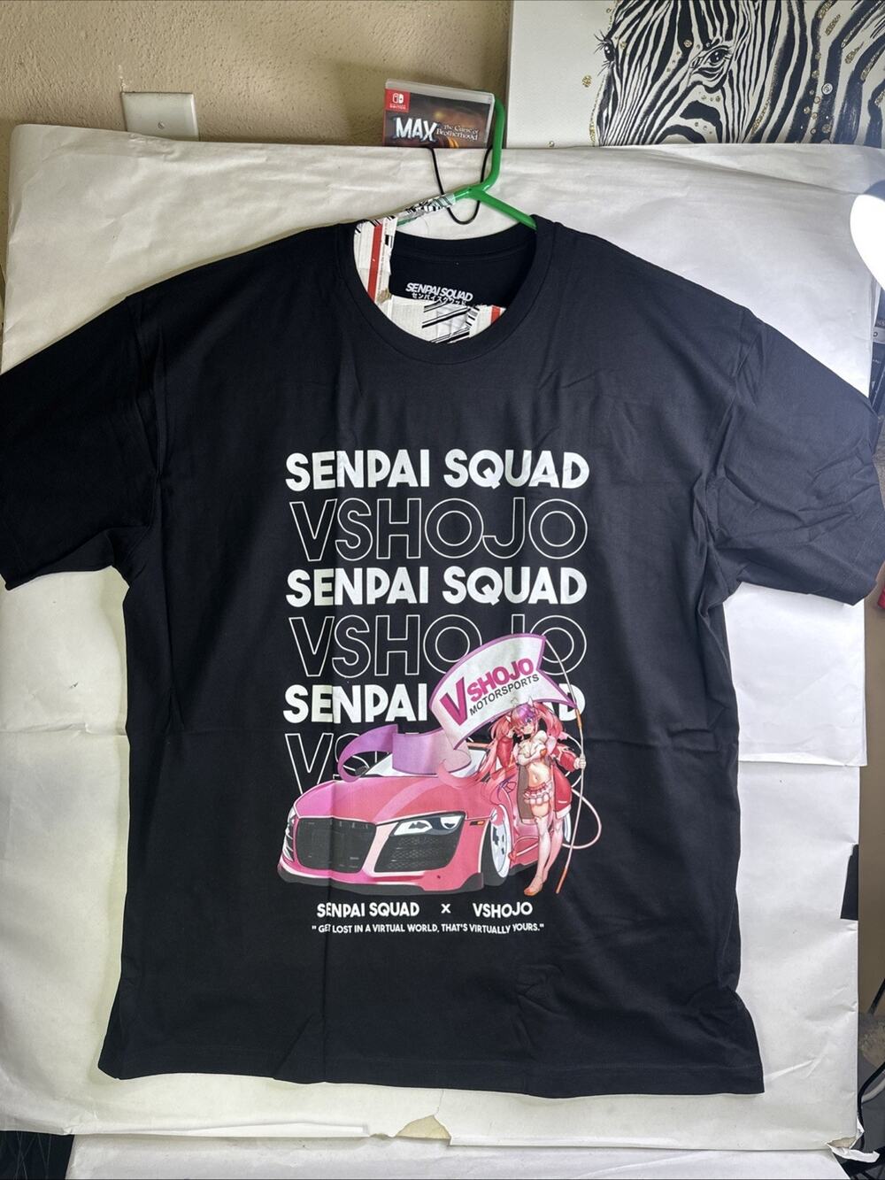 Senpai Squad x VShojo Ironmouse Motorsports Black T-Shirt Mens SZ 2XL Anime